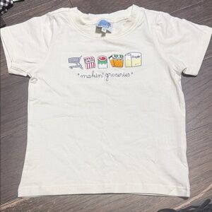 Kids Cream T-Shirt with Grocery Graphic
